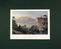Original Old Antique Print 1840 Hand Coloured View Magadino Laggo Maggiore 19th