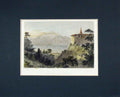 Original Old Antique Print 1835 Colour View Magadino Lago Maggiore Wallis 19th