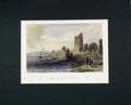 Original Old Antique Print 1840 Hand Coloured View Ouchy Port Lausanne Boat