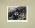 Original Old Antique Print 1840 Hand Coloured View Mill Lake Lungern Mountains