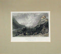 Original Old Antique Print View Thurstein Snow Mountians 1840 Hand Coloured