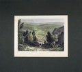 Original Old Antique Print 1840 Hand Coloured View Spa Country Scene Houses