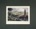 Original Old Antique Print 1840 Hand Coloured View Verviers Belgium Mountain