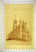 Old Antique Print 1894 Exterior View Church Abbeydale Sharrow Sheffield 19th