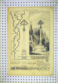 Original Old Antique Print View Memorial Cross Diaper 1882 George Edmund Street
