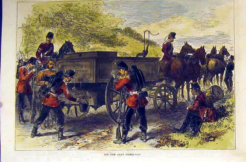 Original Old Antique Print C1850 Hand Coloured New Army Filter-Van Siers 19th