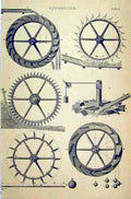 Original Old Antique Print Hydraulics Spiked Wheel Weighing Balls
