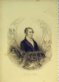 Original Old Antique Print C1830 Portrait Von Weber Fantasy Skeleton 19th