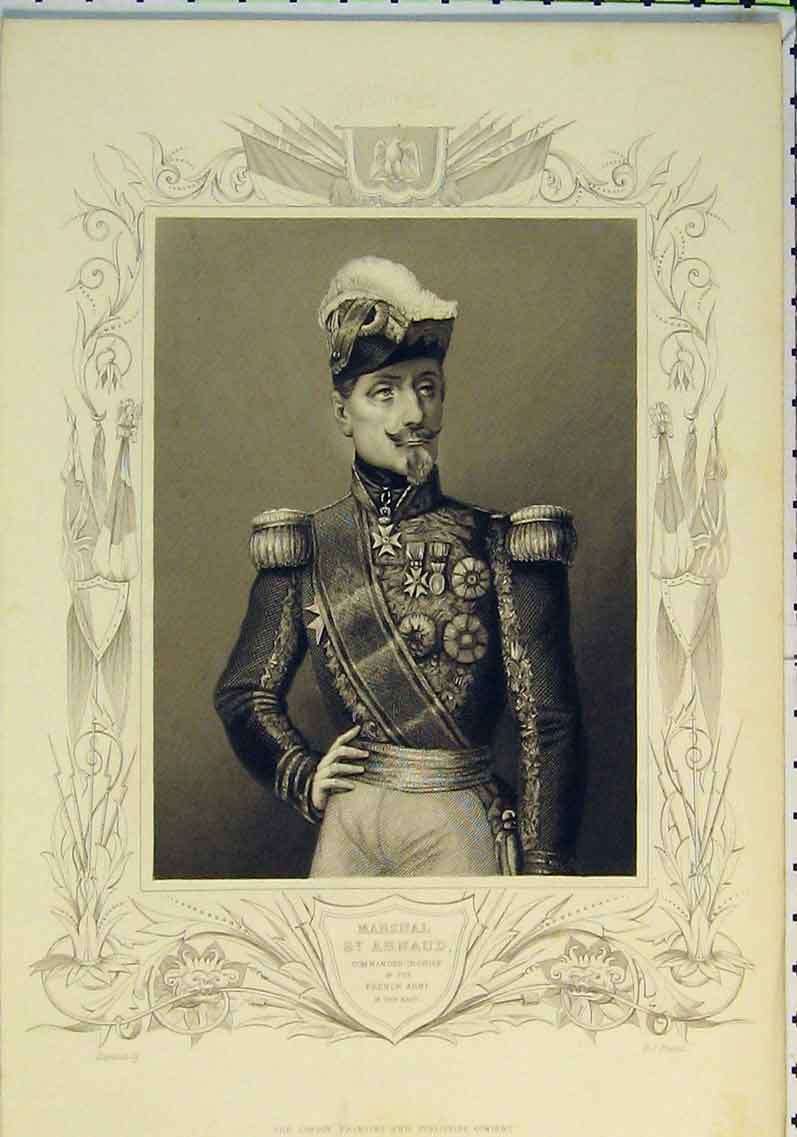Original Old Antique Print C1830 Portrait Marshal Arnaud Commander French Army