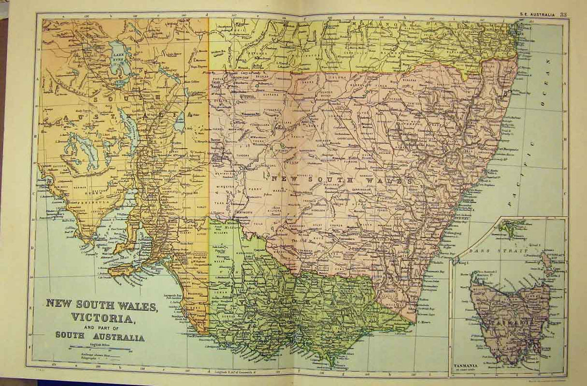 Original Old Antique Print 1912 New South Wales Victoria South Australia Bacon