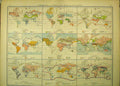 Original Old Antique Print 1910 German Map World Diagrams Industries 20th