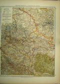 Original Old Antique Print German Map 1910 Europe Berlin France Italy 20th