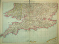 Original Old Antique Print Universal Map England South Wales Channel Lundy