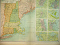 Original Old Antique Print 1910 Map Canada America New York Niagara Saint Louis