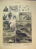 Old Antique Print 1888 Sikkim Expeditionary Force Lama Camp Pedang Fort 19th
