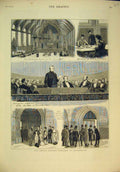 Original Old Antique Print 1879 Social Science Congress Manchester Town Hall