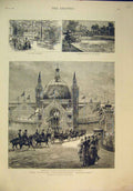 Old Antique Print 1888 Glasgow Indian Tea Room River Kelvin Prince Coach 19th