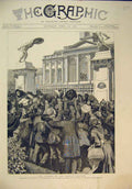 Original Old Antique Print 1888 German Emperor Empress Crowds Palace Germany