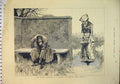 Original Old Antique Print 1883 Romantic Adventures Milkmaid Man Woman Anguish