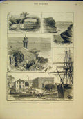 Original Old Antique Print 1879 Sydney Australia Macquarie Chair Hornby Light