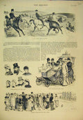 Original Old Antique Print 1879 Horses Harriers Kings Road Pier Invlaid People