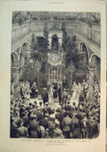 Original Old Antique Print Royal Wedding Darmstadt 1884 Ceremony Chapel Castle