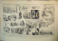 Original Old Antique Print Mountains Crete 1884 Turkish Siers Boat Ship Horses