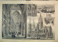 Original Old Antique Print 1887 Truro Cathedral Interior Altar River Fal Church