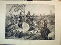 Old Antique Print 1894 British Army Cressy French Cavalry English Bowmen 19th