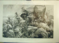 Original Old Antique Print 1900 Citizen Siers War Storming Kopjes Britstown