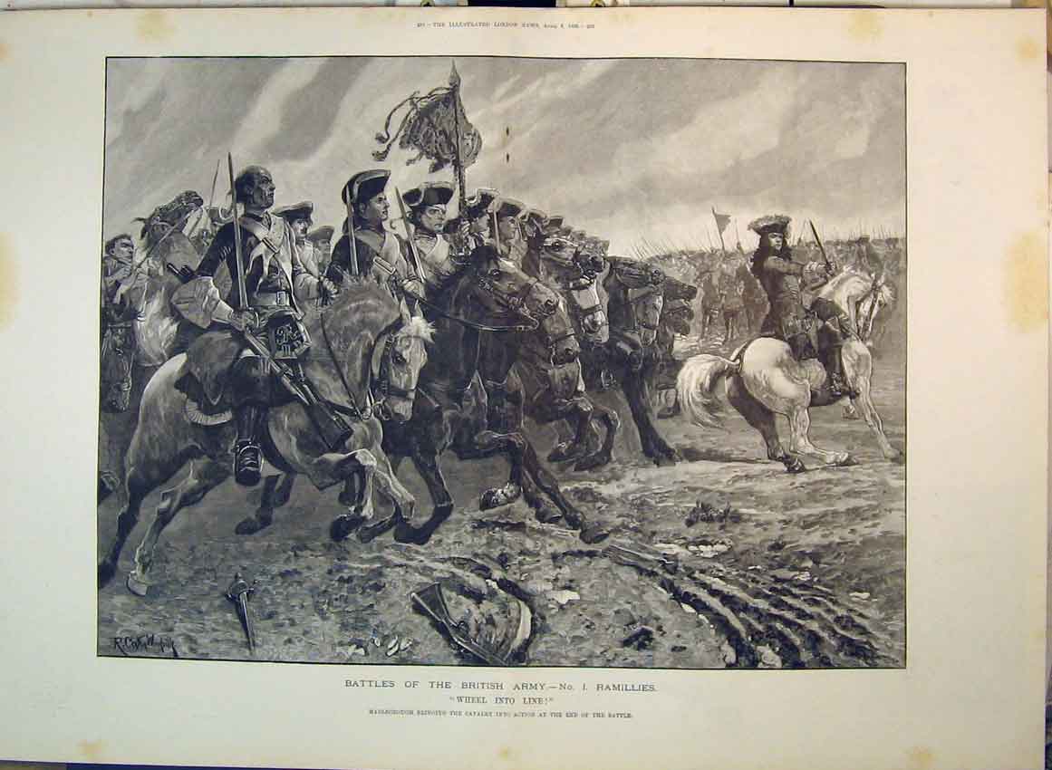 Old Antique Print 1893 Battles British Army Ramillies Marlborough Cavalry 19th