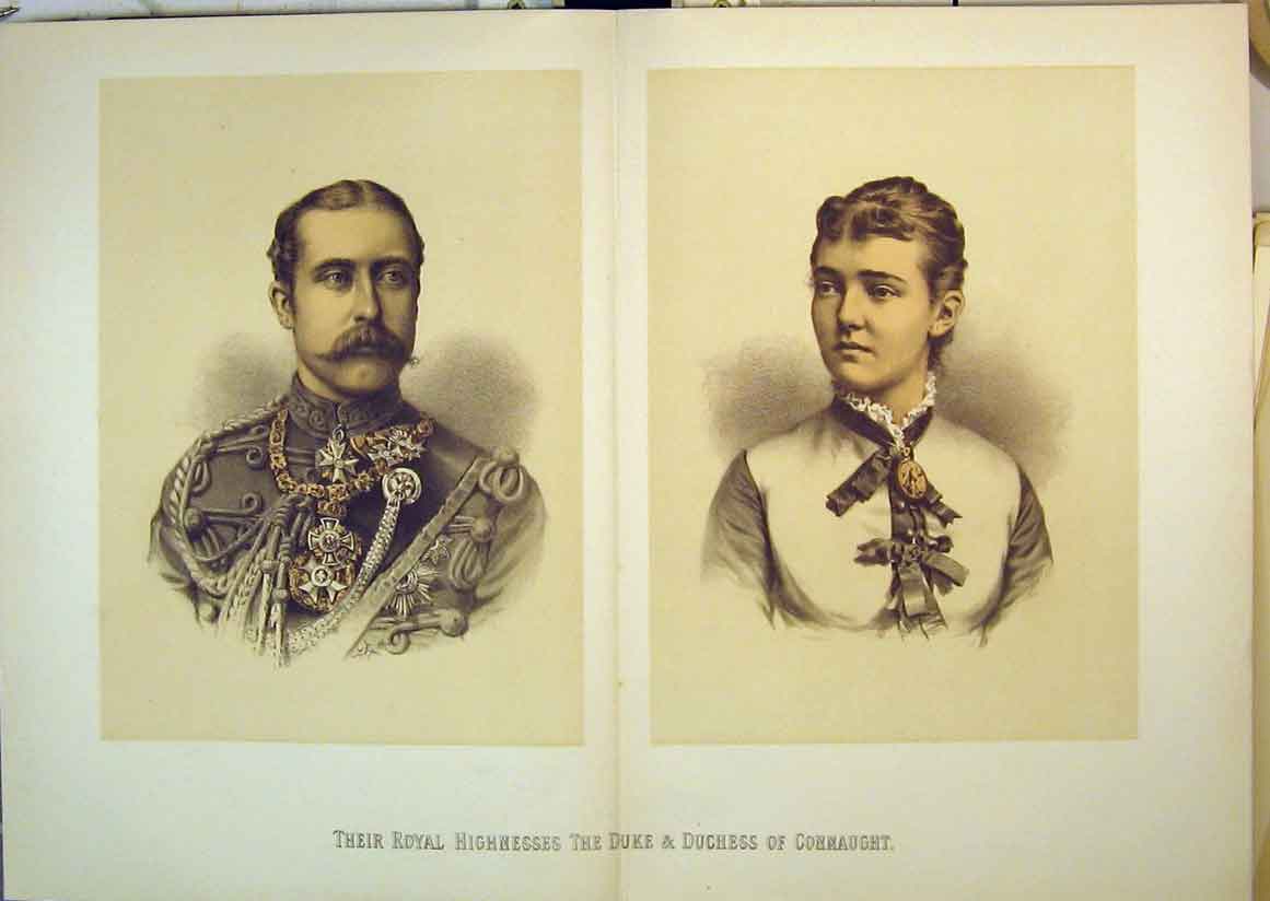 Original Old Antique Print Portrait Royal Highnesses Duke Duchess Connaught