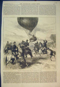 Original Old Antique Print War Issandiers Balloon Paris Descending Dreux 1870