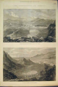 Original Old Antique Print 1875 View Ephesus Port Mount Coressus Exploration