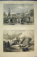 Old Antique Print 1877 Kaffir War South Africa Burning Kreli'S Kraal Town 19th