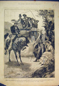 Original Old Antique Print 1886 Country Scene Stage Coach Horse Millionaire Man