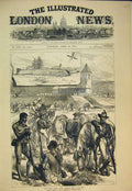 Original Old Antique Print 1879 Zulu War Scene Fort Ekowe Gun Horse Cow Verulam