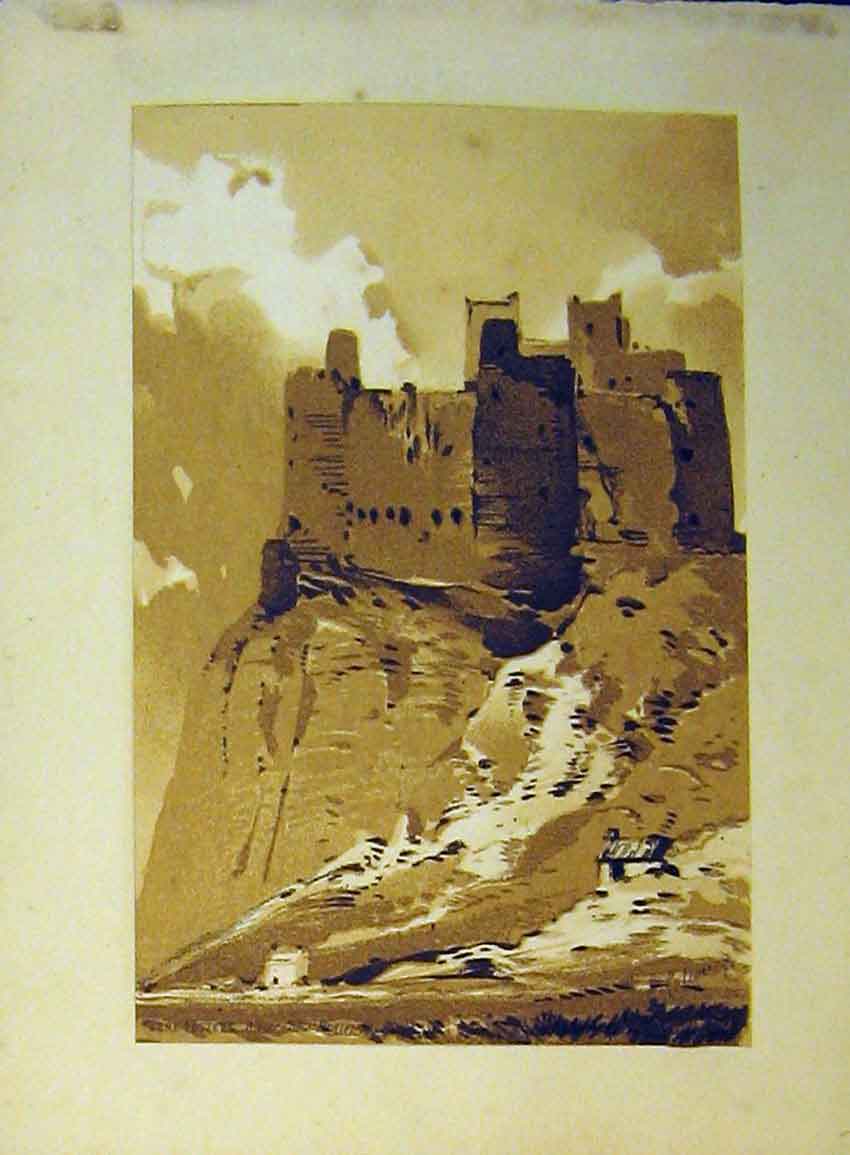 Old Antique Print C1890 Vere Foster Water Colour Castle Cliff Callou John 19th