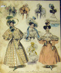 Old Antique Print 1831 Womens Fshion Morning Evening Dresses Hats Colour 19th