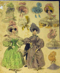 Old Antique Print 1831 Womens Fashion Morning Dresses Hats Head-Dresses 19th