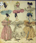 Old Antique Print 1831 Womens Fashion Evening Morning Dresses Hats Colour 19th