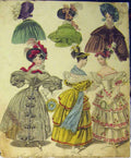 Old Antique Print 1832 Womens Fashion Morning Evening Dresses Hats Colour 19th