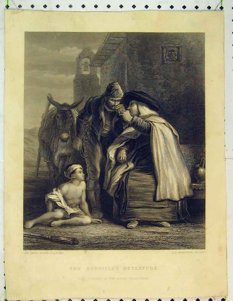 Original Old Antique Print Guerilla'S Daughter Children Donkey Men