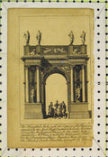 Old Antique Print Triumphal Arch Champion Statue Horse Westminster Hall