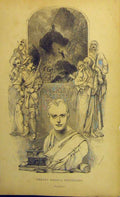 Old Antique Print Statue Robert Cadell Edinburgh Scottish Men Mountains