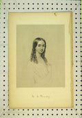 Original Old Antique Print Portrait Beautiful Woman Kinney Hair Wringlets