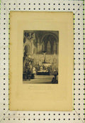 Original Old Antique Print 1845 Touching Dead Body Cattouchement Church Cross