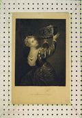 Original Old Antique Print Portrait Titian'S Daughter Beautiful Woman Lady