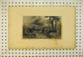 Old Antique Print 1844 View Melrose Abbey Ruins Man Horse Trees Country 19th