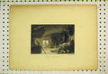 Original Old Antique Print View Room Abbotsford Sword Shield Stag